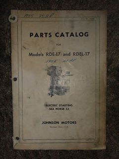 Outboard Motor Parts Catalog RDE 17 RDEL 1955 25 HP Sea Horse Electric