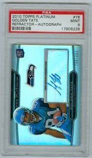 2010 Topps Platinum Golden Tate Refractor Auto Rc # to 400 PSA 9 Mint