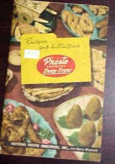 1953 Recipes & Instructions Presto Automatic Deep Fryer Cook Book