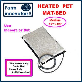 FARM INNOVATORS HEATED ELECTRIC DOG CAT PET BED MAT W/ FLEECE COVER