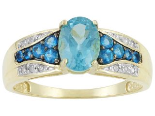 7ctw Paraiba Color Apatite, Neon Apatite & Diamond 10K Yellow Gold