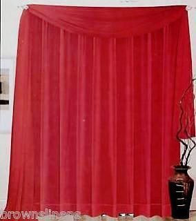 SHEER VOILE 216 WINDOW SCARF SWAG TOPPER RED