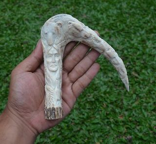 Animal Group Carving 141mm, Handle in Deer Antler Bali Carving