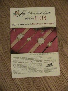 1947 ELGIN WATCH ADVERTISEMENT vintage ad DURAPOWER MAINSPRING