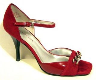 AK Anne Klein Abey Red Suede & Patent Stiletto Size 7.5M