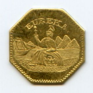 1886 EUREKA CALIFORNIA GOLD TOKEN / FANCY WREATH VARIETY / SOLID GOLD