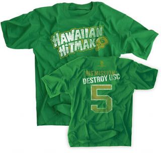 Hawaiian Hitman Green 3XL Shirt Jersey #5 Notre Dame Teo Destroy USC