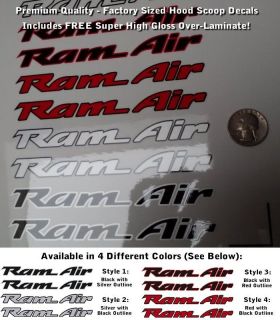 Trans Am Ram Air Hood Scoop Decals SET X2 Multicolor Outlined Premium