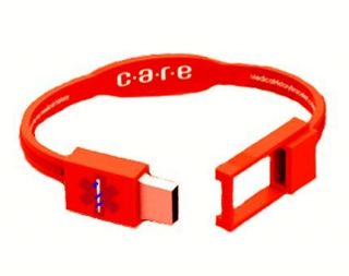 Care USB Medical History Bracelet   Red