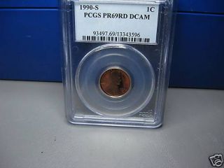 1990 S Lincoln Penny PCGS Graded PF69RD DCAM  Store 