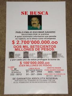 PABLO ESCOBAR KING OF COCAINE WANTED POSTER 11X17