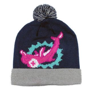 Pink Dolphin Clothing Dolphins Beanie in Navy Brand New