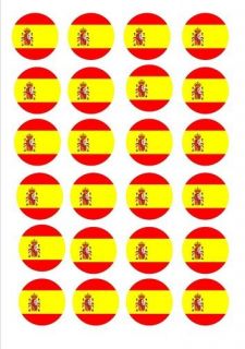 24 X SPAIN SPANISH FLAGS EDIBLE CUP CAKE TOPPERS WAFER RICE PAPER