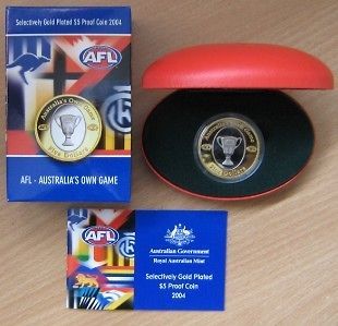 AFL GOLD PLATED $5 PROOF COIN   LESS THAN 1/2 CATALOGUE PRICE