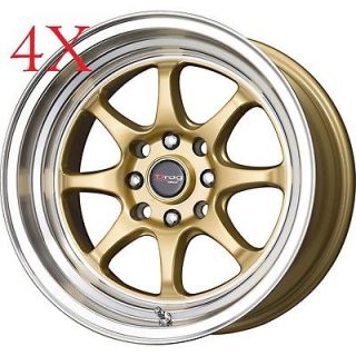 Drag Wheels DR 54 15x8.25 4x100 4x114.3 +0 Gold Rims 240sx Miata Civic