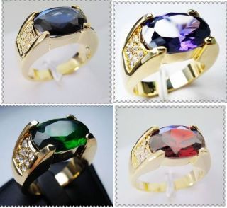 Mens Ruby/Emerald/A methyst 10KT Yellow Gold Filled ring size 9/10/11