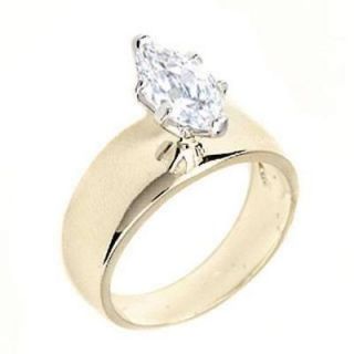 Womens New 14KT Gold EP Marquise Solitaire CZ Ring Sizes 4 12