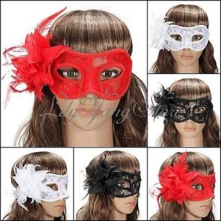 Venetian Feather Lace Flower Eye Mask Masquerade Ball Costume Party