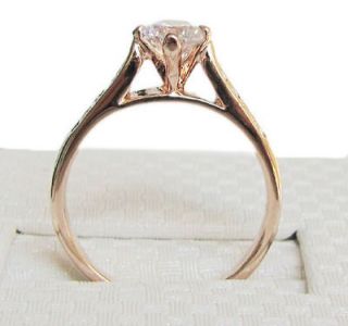 created diamond Size 6 Ring 18k rose gold GP Engagement promise Diana