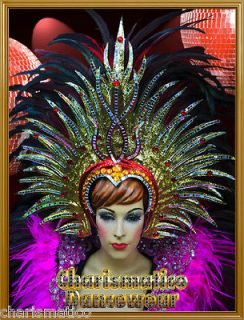 CHARISMATICO GOLD Drag Queen Tranvestite CABARET FEATHER HEADDRESS