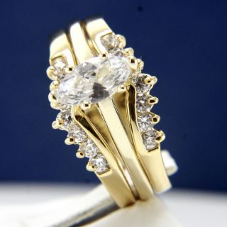 New 18k Gold Plated Womens 0.95ct CZ Marquise Cut Engagement Wedding