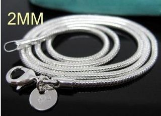  wholesale 5PCS solid silver 2MM snake chain necklace