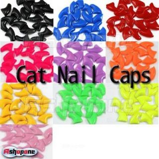 20pcs Soft Nail Caps For Cat Claws Control Paws off + Adhesive Glue