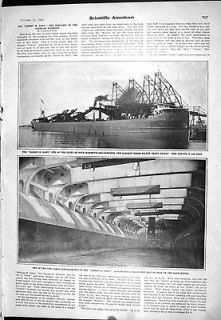 Antique Print of 1905 Elbert Gary Mammoth Carrier Ship Clam Shell Ore