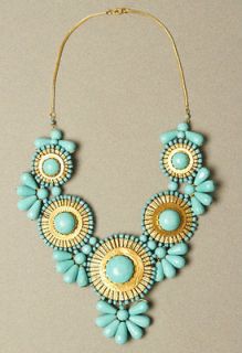 NEW Anthropologie TURQUOISE Flower Glass Vintage Style STATEMENT Bib