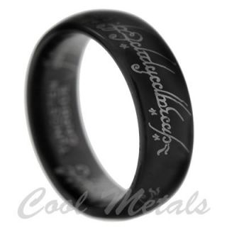 BLACK TUNGSTEN LORD OF THE RINGS BAND SIZE 6 7 8 9 10 11 12 13 14 15