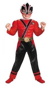 Toddler Boys Deluxe Power Ranger Samurai Red Ranger Muscle Halloween