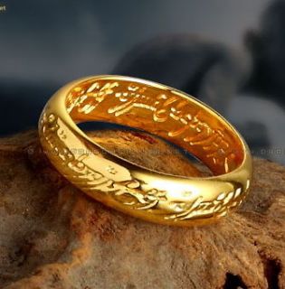 New Lord of the Rings 24 Plated Gold Elvish Ring LOTR One Ring Sz 10