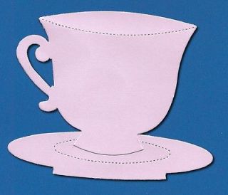 10 Die cut Cup and Saucer cross cuts assorted colours tea set coffee