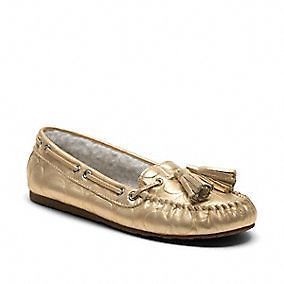 Coach Anita Gold/Natural Moccasin Slippers Shoes Size 8