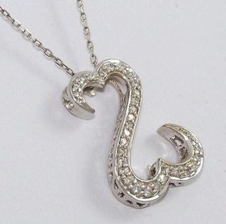 Jane Seymour Open Heart 14K White Gold 0.25ct Diamond Necklace Chain