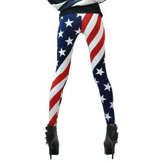 Bad Girl American Flag Striped Star Stretch Pants Tights Leggings