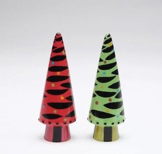 Zebra Christmas Tree Salt & Pepper Shakers S/P Set New