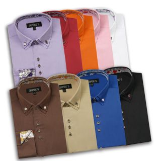 Mens Stylish George Fashion Solid Color Dress Shirt All Sizes and 9