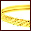 SOLID Real 10K Yellow Gold Decorated Cuff Bangle Womens Wrist Bracelet