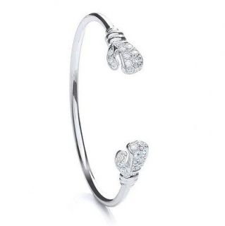 NEW 925 Silver & Cubic Zirconia Baby Boxing Glove Torque Bangle 5.5g