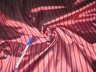 RED & DUSTY ROSE STRIPE 100% AUTH SILK FABRIC Double Sides SHIRT SKIRT