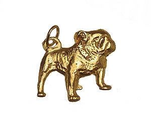 LOOK 24kt Gold plated Pug Dog English Bulldog Charm puppy