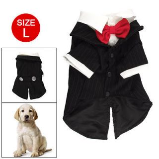 Dog Double Layer Collar Red Bowtie Tailcoat Clothes L