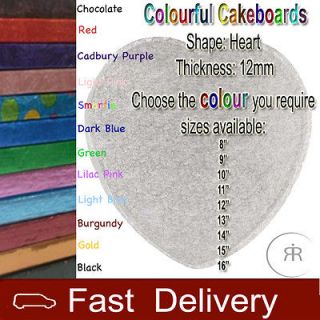 Heart Cake Board Cakeboard All Colours & Sizes Available Free P&P