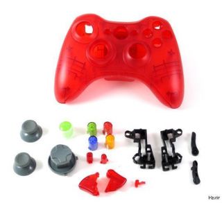 Microsoft XBOX 360 TRANSPARENT RED Controller Mod Shell w/ Buttons New