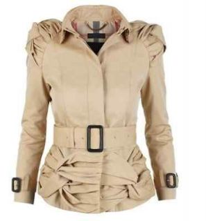 Burberry Prorsum Cotton Garbardine Knotted Epaulette Beige Coat Jacket