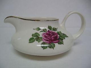 Harker Pottery Co. Vintage Creamer w/Gold Trim 3 Tall Rose Pattern VG