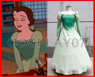 Beauty and The Beast Belle Green cosplay costume Custom Size Halloween