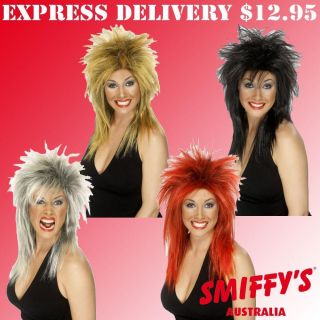 ADULT WOMENS 1980S ROCK DIVA WIGS MULLET TINA TURNER SMIFFYS FANCY