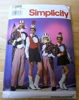 7366 SIMPLICITY Uncle Sam & Majorette COSTUME Men,Teen Boy, Girl